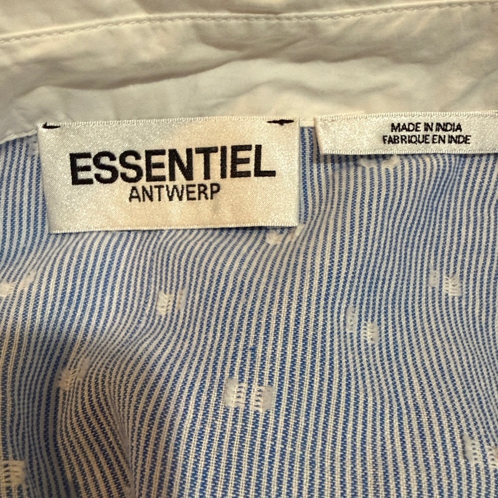 Essentiel Antwerp Harkle Blue Striped Shirt with Floral Embroidery Blouse XS - Picture 9 of 12